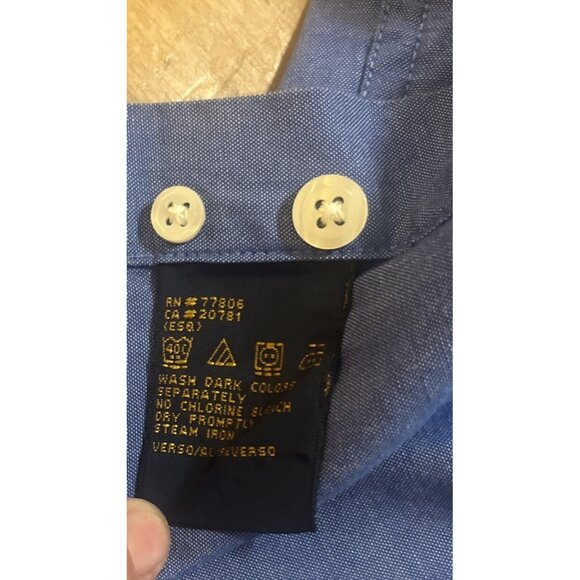 Tommy Hilfiger Dress Shirt Mens Large Blue Long Sleeve Button Up 80s 2 Ply Adult - Picture 7 of 10